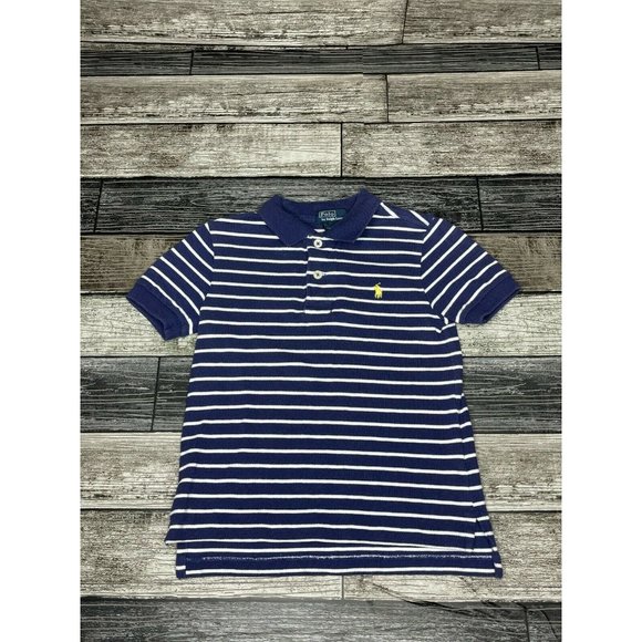 Ralph Lauren Polo Shirt Youth 4/4T Blue Striped - Picture 1 of 6
